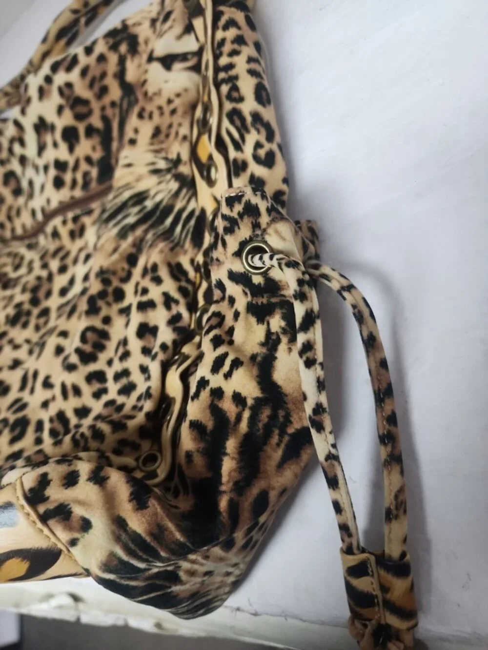 Leopard Print Zippered Lined Tote Bag Tan NWOT!!!